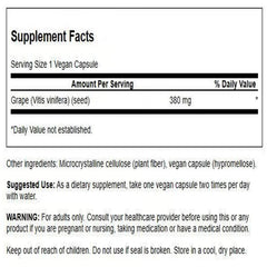 Swanson Grape Seed capsules closeup highlights the 380 mg potency for daily use.