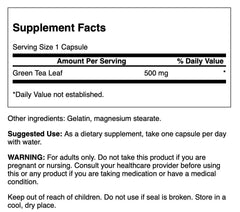 Swanson Green Tea 500mg capsules bottle for daily energy and vitality