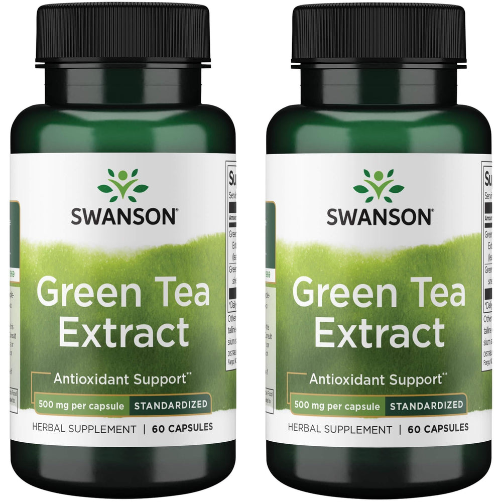 Swanson Green Tea Extract 500 mg bottle with antioxidant-rich capsules for daily wellness