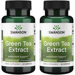 Swanson Green Tea Extract 500 mg bottle with antioxidant-rich capsules for daily wellness
