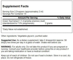 Swanson Green Tea Liquid Extract being poured, showcasing convenient dropper dosing.