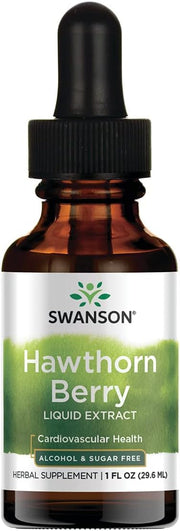 Swanson Hawthorn Berry Liquid Extract label for quick, easy dosing.