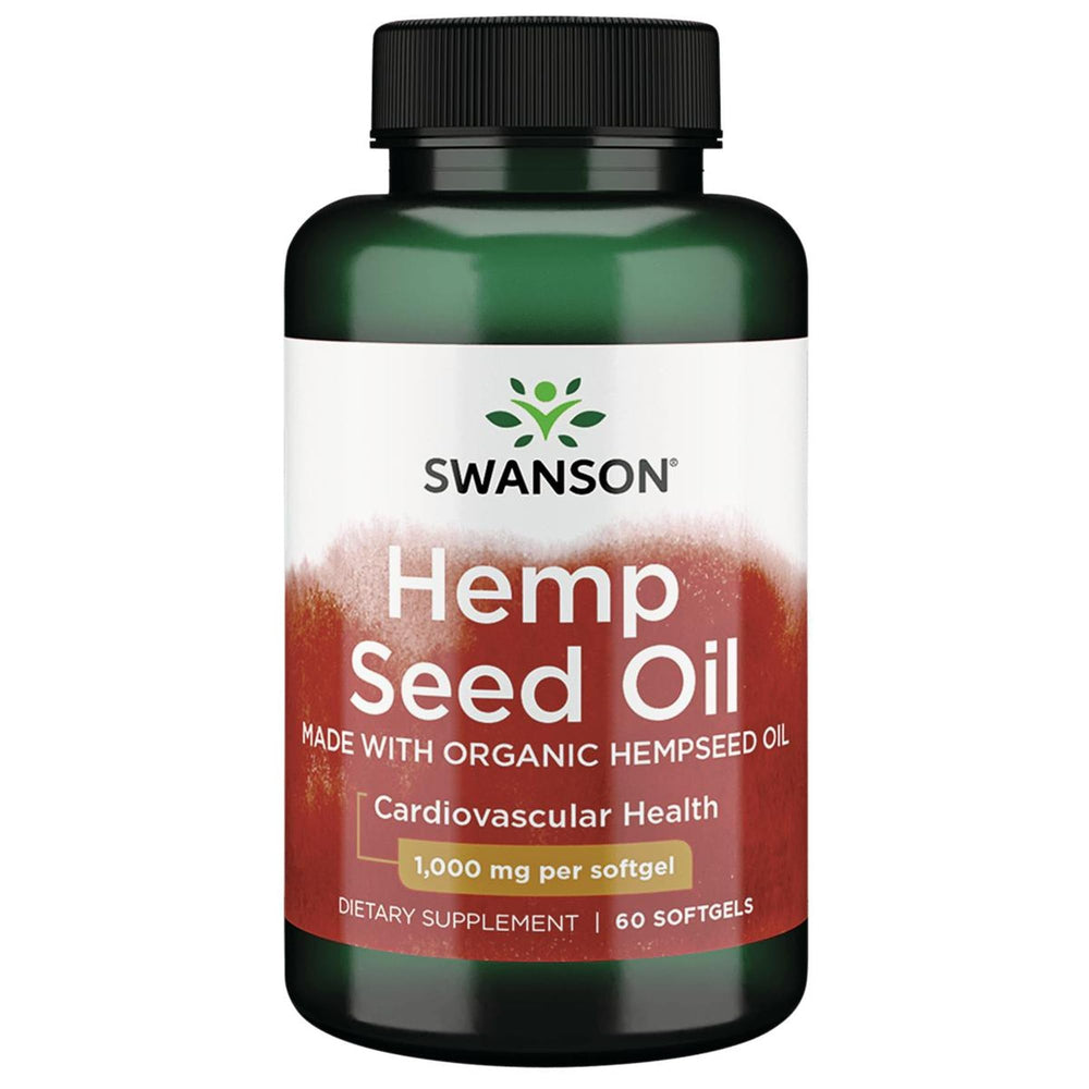 Swanson Hemp Seed Oil Omegatru bottle with softgels for daily essential fatty acids.