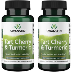 Swanson Hiactives Tart Cherry & Turmeric capsules bottle close-up for joint support and antioxidant wellness