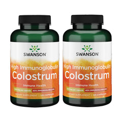 Swanson High Ig Colostrum 500mg bottle front view emphasizing immune support potential.