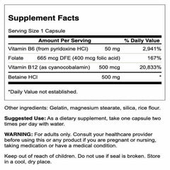 Swanson Homocysteine Formula capsules ready to swallow for daily wellness.