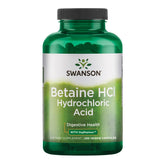 Swanson Hydrochloric Acid with Pepsin bottle front promotes digestive support