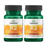 Swanson K2 50 mcg bottle label shows natural MK-7 source for bone support potential.
