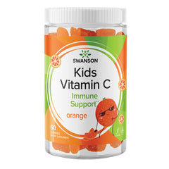 Swanson Kids Vitamin C Gummies orange bottle on shelf, a convenient immune-support option for kids