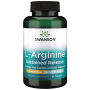 Swanson L-Arginine Sustained Release AJI bottle with eight-hour delivery for daily support