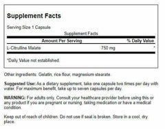 Swanson L-Citrulline Malate capsules closeup highlighting easy-to-swallow daily capsules