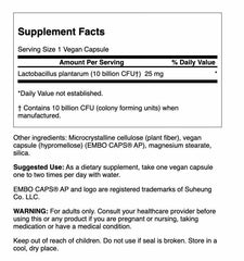 Swanson L. Plantarum capsules close-up showing 10 Billion CFU potency.