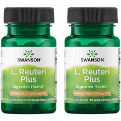 Swanson L. Reuteri Probiotic Plus bottle showing 7B CFU per capsule for gut support