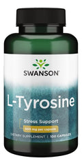 Swanson L-Tyrosine capsules promote cognitive clarity and stress balance.
