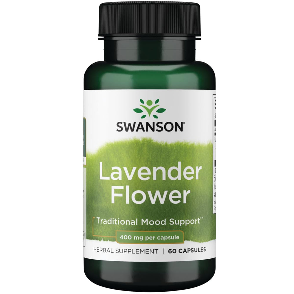 Swanson Lavender Flower bottle close-up for relaxation support