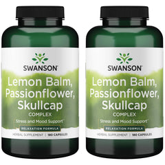 Swanson Lemon Balm Passion Flower Skullcap Complex bottle for calm mood support and relaxation