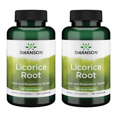 Swanson Licorice Root bottle with 450 mg capsules for digestive support
