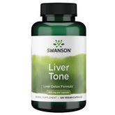 Swanson Liver Tone bottle-front view highlighting compact vegan detox formula