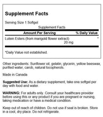 Close-up of Swanson Lutein capsules, suggesting eye health support.