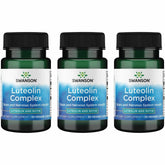 Swanson Luteolin Complex bottle with capsules for brain health support.
