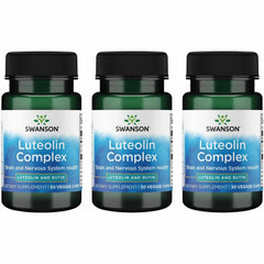 Swanson Luteolin Complex bottle with capsules for brain health support.