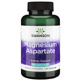 Swanson Magnesium Aspartate 685 mg bottle with capsules supporting cellular energy and muscle function.