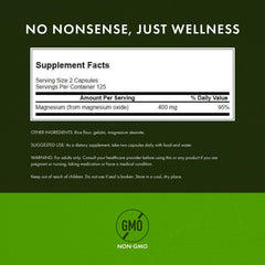 Swanson magnesium bottle label shows quality and GMP-certified manufacturing for trust