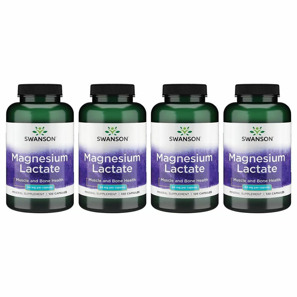Swanson Magnesium Lactate bottle with capsules ready for daily use