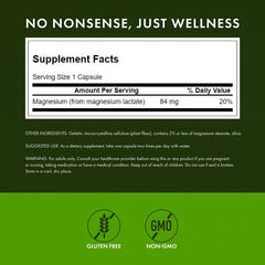 Swanson Magnesium Lactate label on bottle highlights lactose-free mineral form