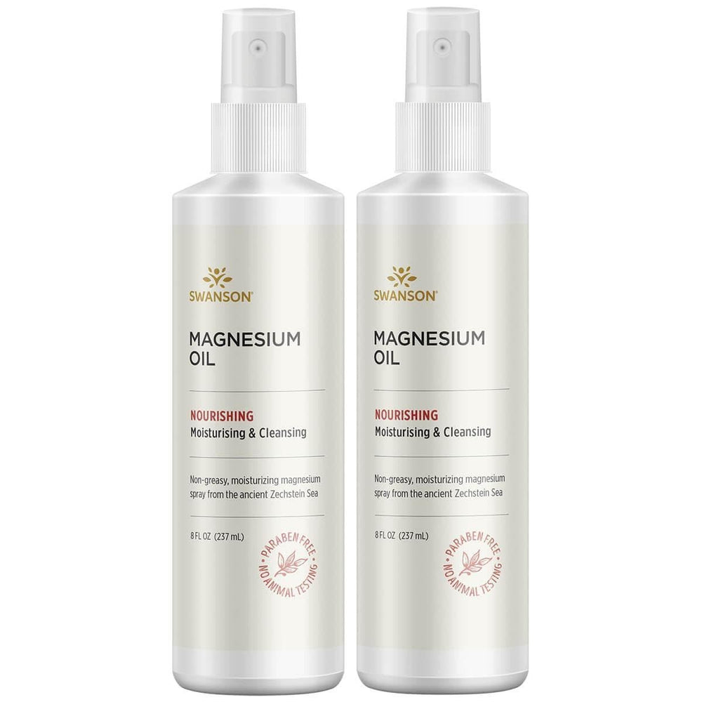 Swanson magnesium oil spray bottle for muscle comfort and skin nourishment.