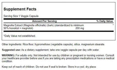 Swanson Magnolia Bark capsule closeup highlighting easy daily dosage for digestive and nervous system support