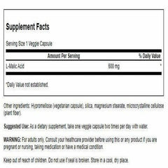 Swanson Malic Acid capsules close-up showcasing veggie capsules for wellness
