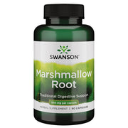 Swanson Marshmallow Root bottle pour illustrating respiratory comfort and everyday use