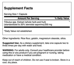 Swanson Mega Tribulus 250mg capsules close-up highlighting potency and quality
