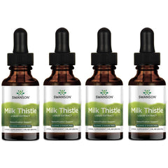 Swanson Milk Thistle Liquid Extract bottle, alcohol-free formula supporting detox pathways and liver health