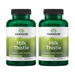 Swanson Milk Thistle bottle displays 80% silymarin for liver support