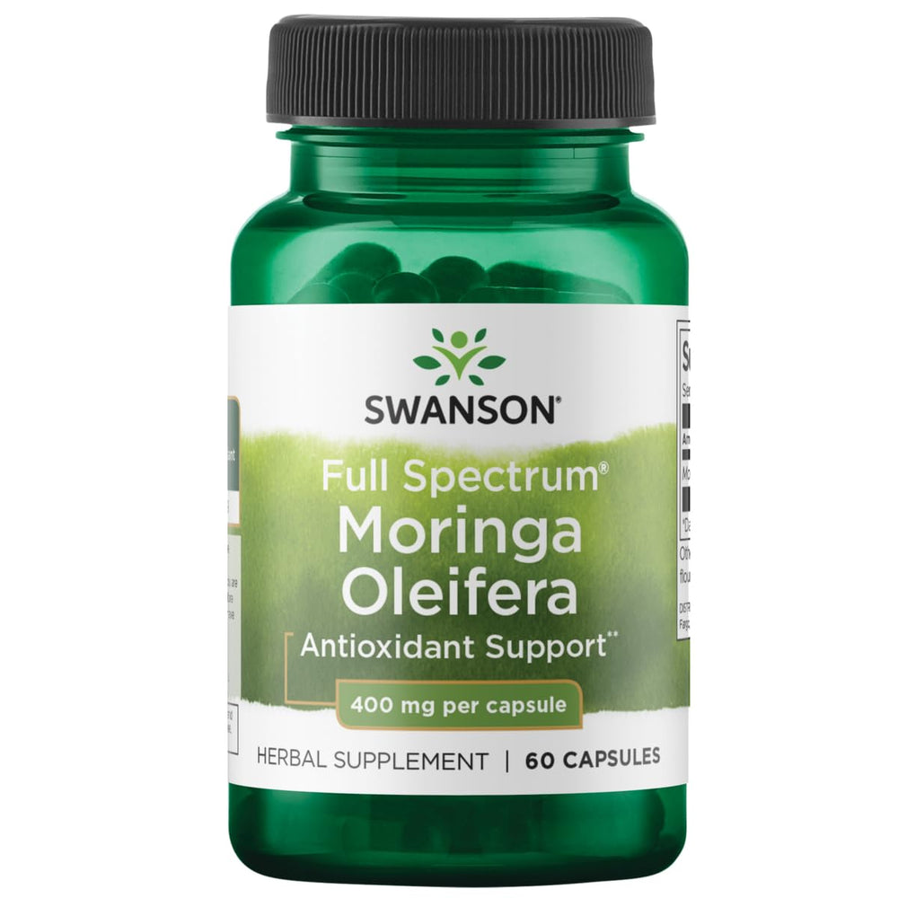 Swanson Moringa Oleifera full-spectrum bottle prepared for daily antioxidant support.