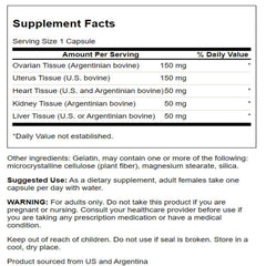 Swanson Multi-Glandular for Women label shows non-GMO, GMP quality