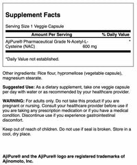 Swanson NAC capsules close-up highlights clear dosage labeling and quality