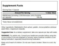 Swanson nattokinase bottle back reveals label details and dosage information