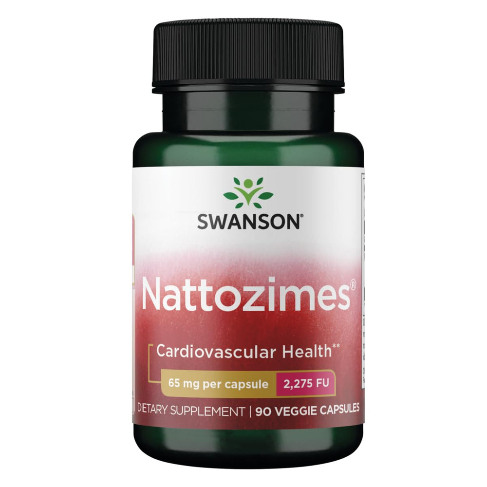 Swanson Nattozimes 65mg bottle showing plant-based enzyme blend for daily wellness