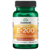 Swanson Natural Vitamin E bottle promoting heart health support and plant-based nutrition