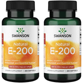 Swanson Natural Vitamin E softgels pack closeup, easy-to-swallow daily wellness support.