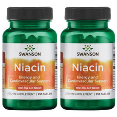 Swanson Niacin bottle label illustrating 100 mg capsules for heart health support
