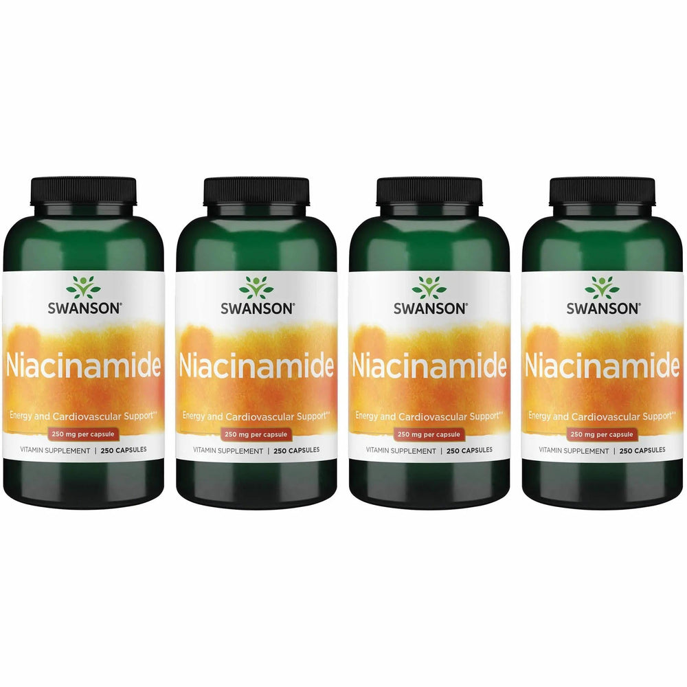 Swanson Niacinamide bottle with capsules supports energy metabolism.