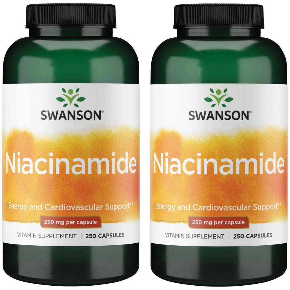Swanson Niacinamide bottle front label highlights 250 mg capsules for daily wellness