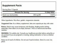 Swanson Niacinamide label-front highlights Vitamin B3 and heart health.