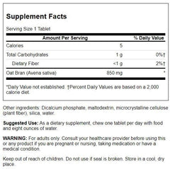 Swanson Oat Bran label close-up; shows plant-based full-spectrum ingredients for daily fiber.