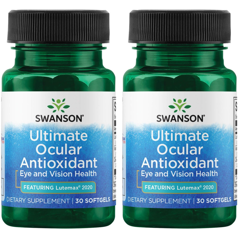 Swanson Ocular Antioxidant Lutemax 2020 2-pack bottle supports daily eye comfort and clarity.