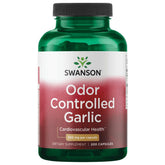 Swanson Odor-Controlled Garlic bottle front for daily cardiovascular support potential.